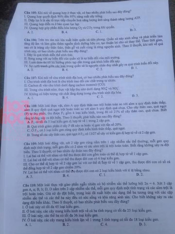 Bộ đề thi trắc nghiệm tổ hợp môn KHTN đây rồi, bạn làm được bao nhiêu câu? ảnh 7