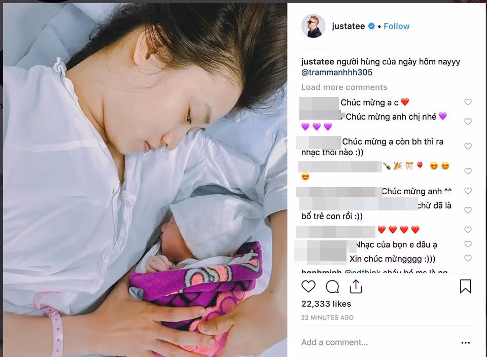 Dòng trạng thái hạnh phúc chia sẻ tin vui của JustaTee với những lời chúc và cả ... đòi MV của các fan.