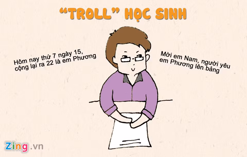 Thầy cô có khiếu hài hước thường khiến học sinh yêu mến nhiều nhất nhưng cũng khiến học sinh "đau não" nhất vì những lần "troll không đỡ nổi".