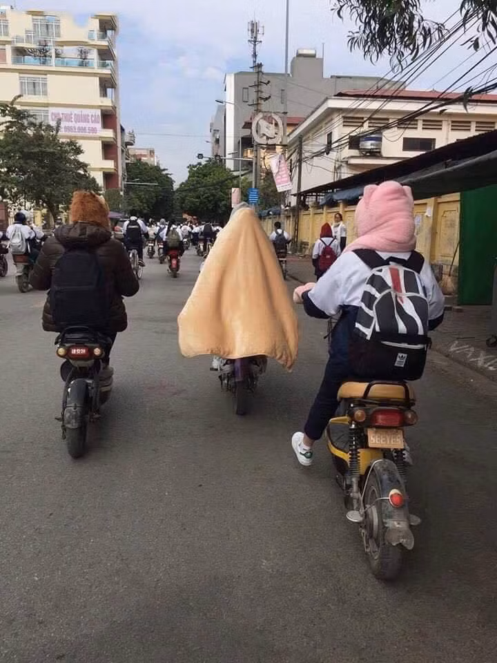 Có chăn ở bên để cùng nhau vượt qua những ngày đi học đầu Đông lạnh giá.