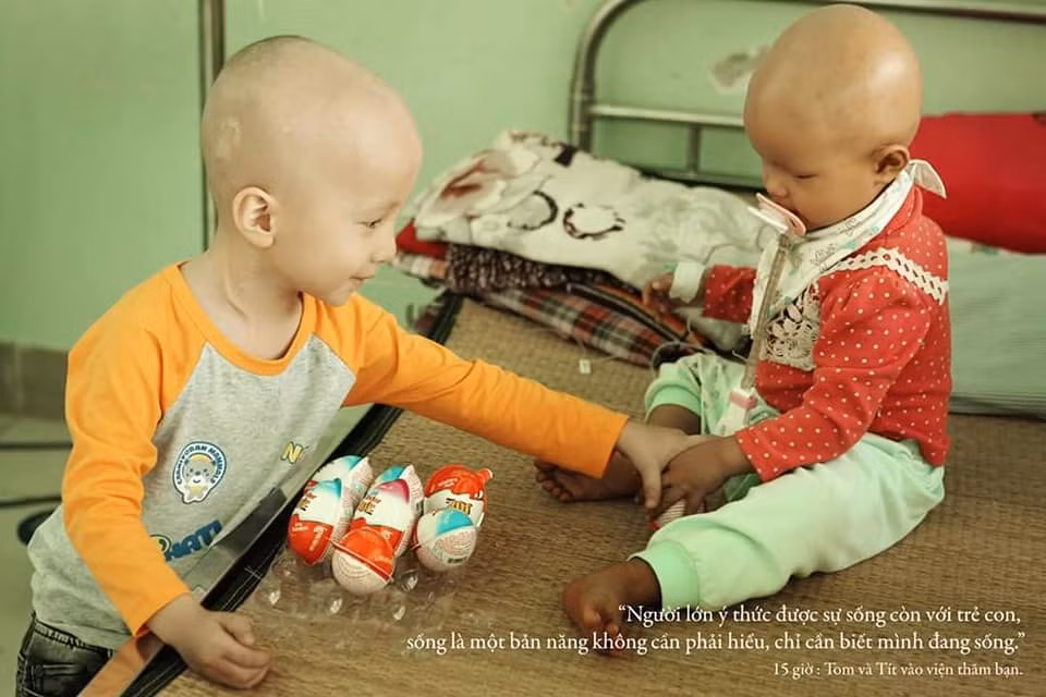Tom và Tít vào viện thăm bạn.