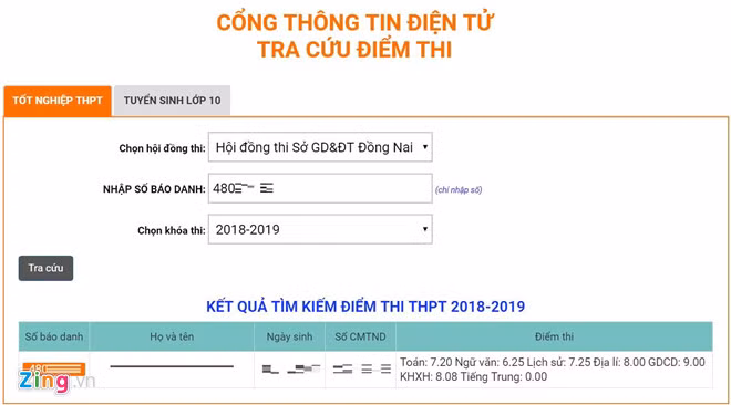 Điểm thi của một số thi sinh khá tốt nhưng lại có một bài thi 0 điểm. Ảnh: Chụp màn hình.