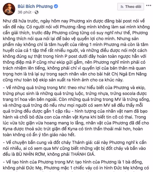 Bích Phương lên tiếng giải thích về những chi tiết gây tranh cãi.