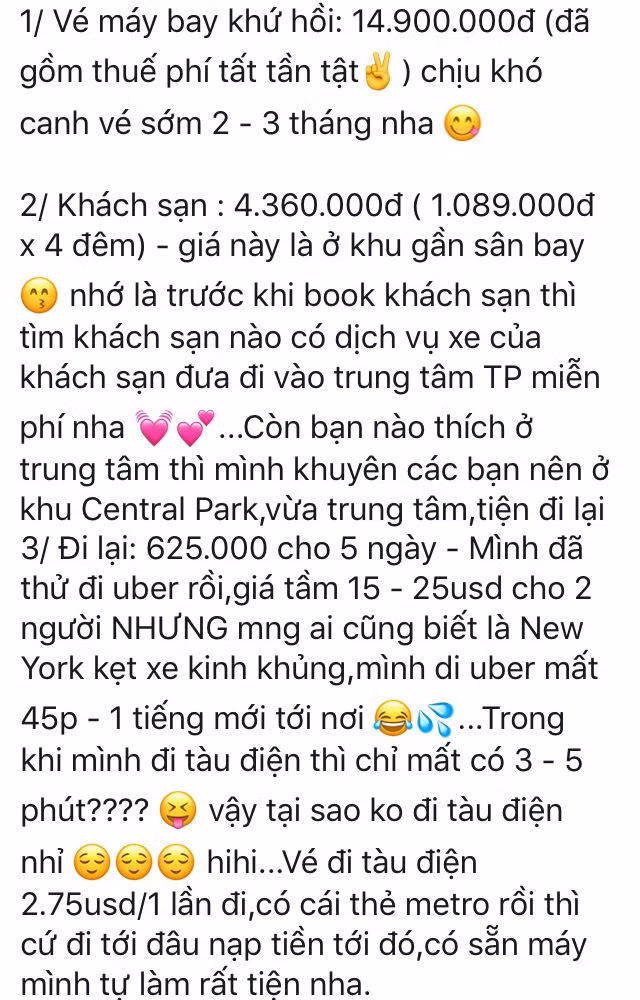"Du lịch New York chỉ với... hơn 20 triệu đồng", đây chính là chia sẻ gây tranh cãi nhất hôm nay! ảnh 2
