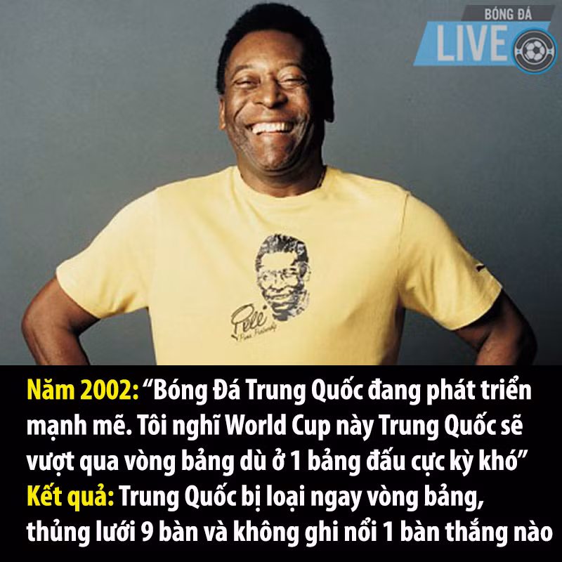 Niềm tin của Pele đã đặt nhầm chỗ vào đội tuyển Trung Quốc. 