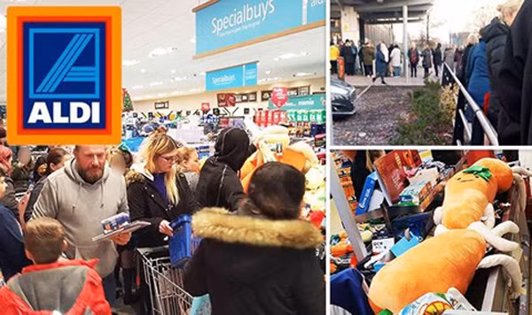 Khung cảnh ở siêu thị Aldi, Anh.