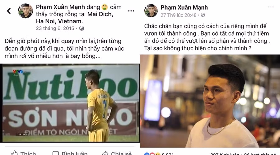 Nếu đang chán nản, vậy tìm đến Facebook cá nhân của Xuân Mạnh để tìm động lực vượt khó đi thôi!