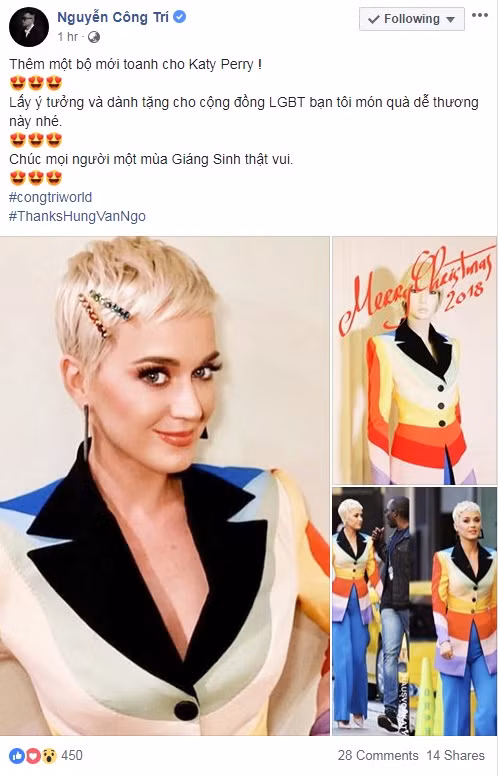 Katy Perry diện thiết kế mới nhất của NTK Công Trí dành tặng cộng đồng LGBT+ ảnh 3