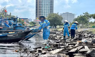  Rác thải ken đặc bãi biển Đà Nẵng sau bão 