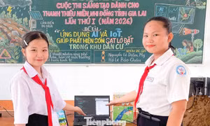 Hai nữ sinh Gia Lai sáng kiến ứng dụng AI cảnh báo sạt lở