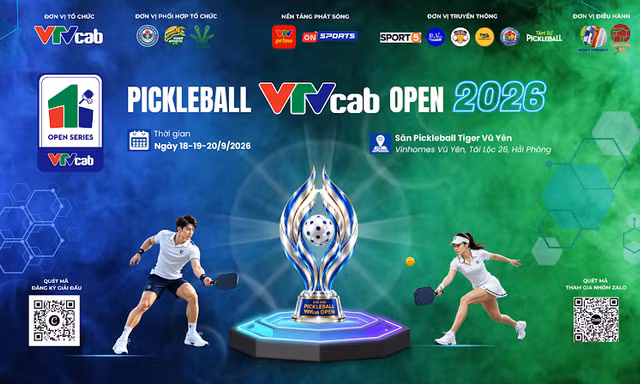 Giải Pickleball VTVcab OPEN 2026 dự kiến quy tụ hơn 1.200 vận động viên tranh tài