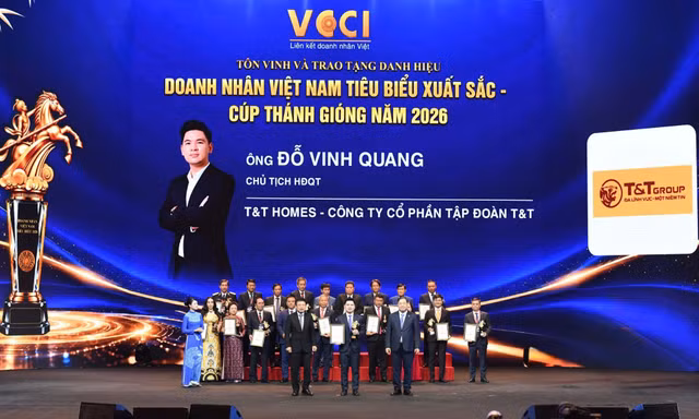 Phó Chủ tịch T&T Group Đỗ Vinh Quang được vinh danh Doanh nhân Việt Nam tiêu biểu - Cúp Thánh Gióng 2026