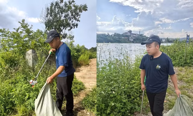 Anh Lý đều đặn đi thu nhặt rác ở bờ hồ. Ảnh: Sina