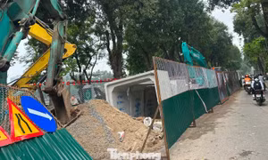 Tuyến cống hộp 'khủng' tiêu thoát nước cho bể ngầm chợ Hàng Da thi công ra sao?