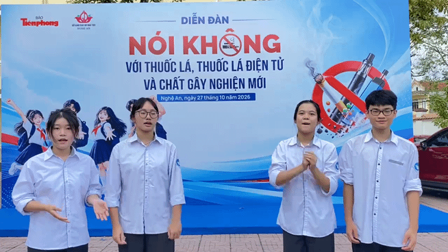 Học sinh Nghệ An lan tỏa thông điệp sống khỏe, nói không với thuốc lá, thuốc lá điện tử