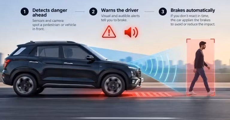 Hệ thống AEB sử dụng camera và cảm biến nhằm đo lường mức độ nguy hiểm của tình huống. Ảnh minh họa: Cartoq.