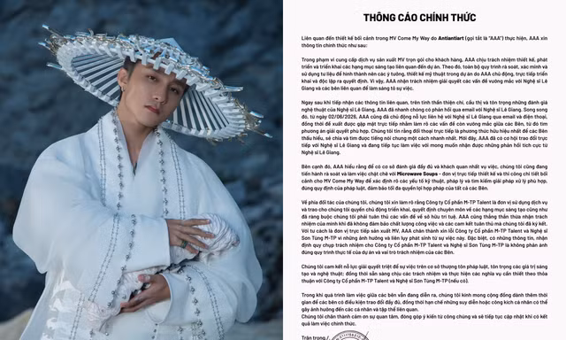 Nghệ sĩ Lê Giang không chấp nhận lời xin lỗi, Antiantiart và M-TP Talent lên tiếng 
