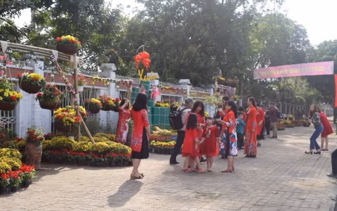 TP Vinh: Người dân nô nức đổ ra cung đường hoa 2,5 tỷ