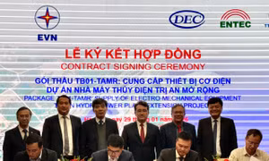 EVN ký gói thầu cung cấp thiết bị chính dự án nhà máy thuỷ điện Trị An mở rộng