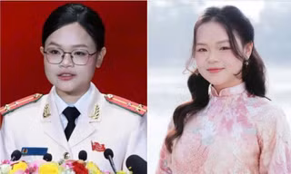 Nữ thượng úy phát biểu tại Lễ kỷ niệm 80 năm Ngày truyền thống lực lượng An ninh nhân dân
