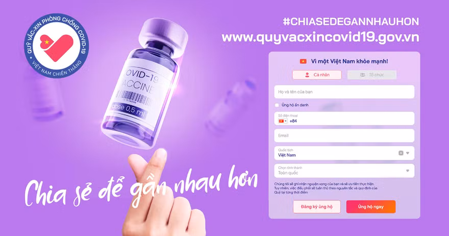 Ủng hộ Quỹ vắc-xin phòng COVID-19 trực tuyến dễ dàng qua website chính thức
