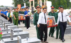Truy điệu, an táng 5 hài cốt liệt sĩ ở Quảng Ngãi