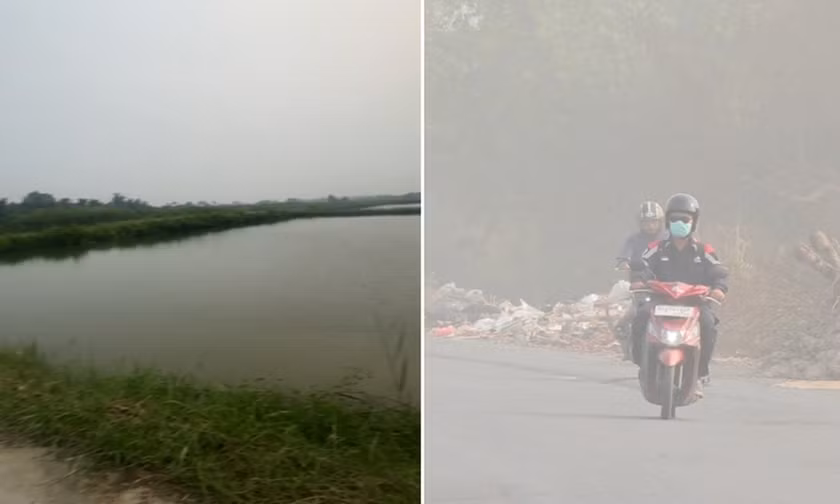 Đường phố Cà Mau bị bao phủ bởi lớp không khí mờ đục