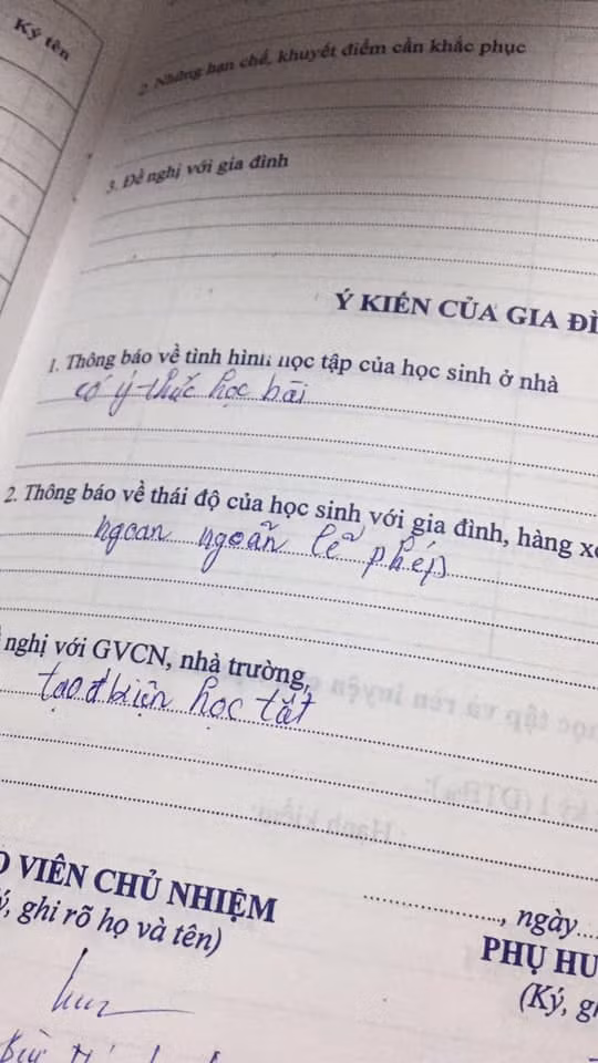 Không chỉ thầy cô ghi sổ liên lạc mới gây sốt, nhận xét của phụ huynh cũng cực bá đạo ảnh 4