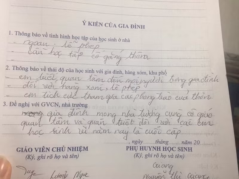 Không chỉ thầy cô ghi sổ liên lạc mới gây sốt, nhận xét của phụ huynh cũng cực bá đạo ảnh 2