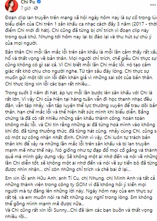 Viết tâm thư dài khi clip hát live phô bị “đào lại”, Chi Pu càng bị phản ứng trái chiều ảnh 1
