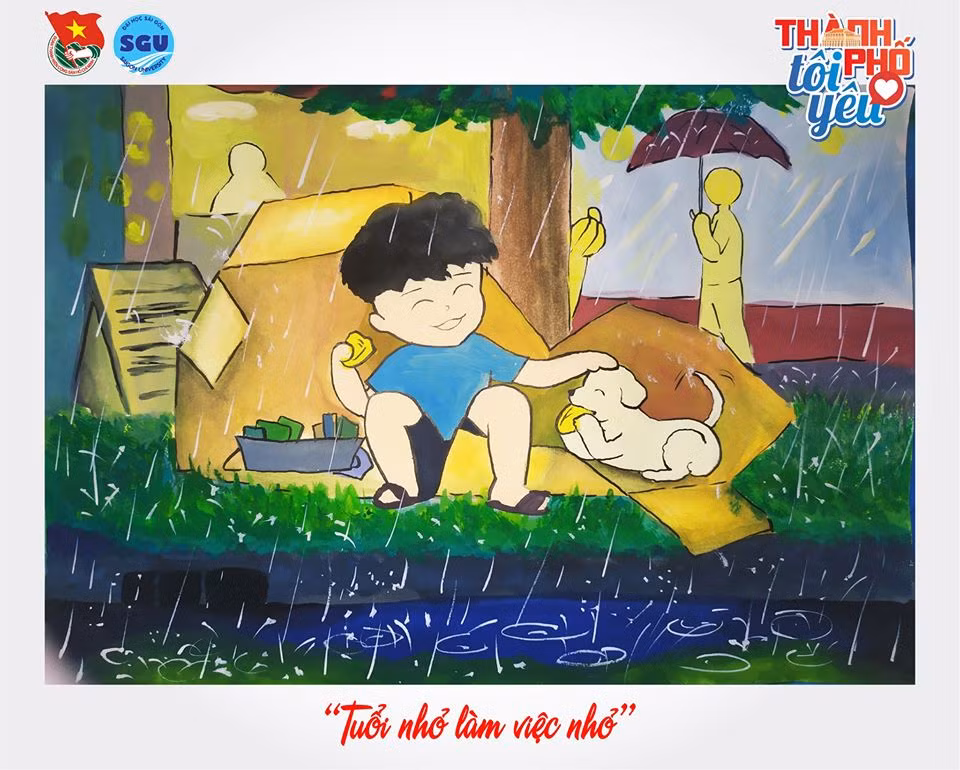 Đốn tim với loạt tranh ký họa “Thành phố tôi yêu” của sinh viên ĐH Sài Gòn ảnh 22