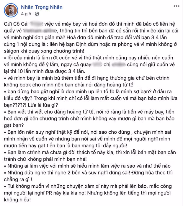 Vụ tố quỵt tiền: Trọng Nhân đáp trả bình luận thô tục gây bức xúc ảnh 4