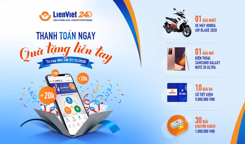 Thanh toán ngay - Quà tặng liền tay cùng ngân hàng số LienViet24h ảnh 2