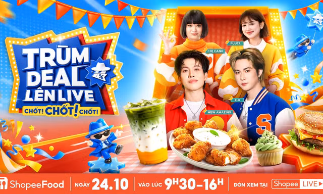 Rủ nhau nhập tiệc, săn deal món ngon giảm đến 50% cùng ShopeeFood trên Trùm Deal Lên Live 24.10