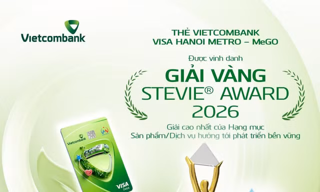 Thẻ Vietcombank Visa Hanoi Metro – MeGO giành Giải Vàng Stevie® Award 2026