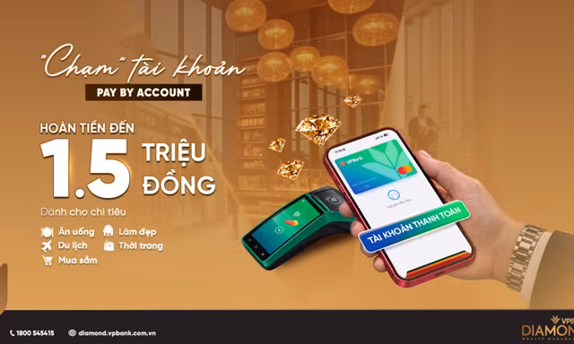 VPBank Diamond nâng tầm trải nghiệm chi tiêu với Pay by Account, hoàn tiền đến 1,5 triệu đồng mỗi tháng