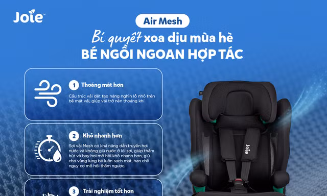 Joie Baby ra mắt dòng ghế ngồi ô tô vải lưới thoáng khí (Air Mesh)