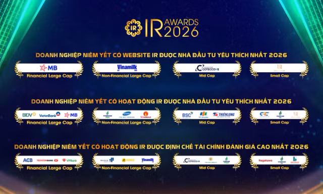 IR Awards 2026: Vinh danh doanh nghiệp niêm yết có hoạt động IR xuất sắc nhất