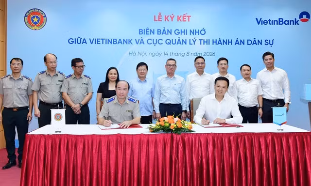 VietinBank và Cục Quản lý Thi hành án dân sự ký Biên bản ghi nhớ hợp tác