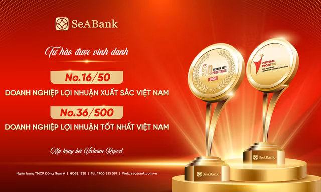 SeABank xếp thứ 16 trong Top 50 Doanh nghiệp lợi nhuận xuất sắc Việt Nam