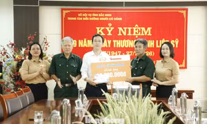 Nhân dịp này, Báo Tiền Phong và Công ty Cổ phần Him Lam trao 30 triệu đồng tặng các thương binh tại trung tâm.