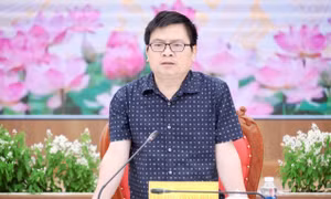 Thứ trưởng Bộ Công Thương Trương Thanh Hoài phát biểu tại buổi làm việc.
