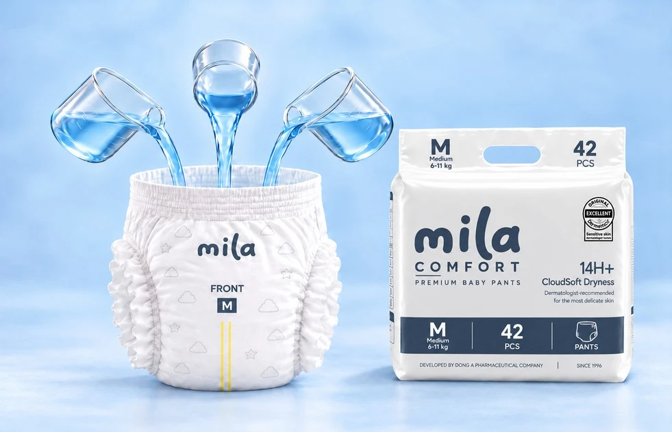 Bỉm Mila nâng chuẩn khoa học bảo vệ làn da bé: Tối ưu toàn diện từ bề mặt, lõi hút đến đai chun