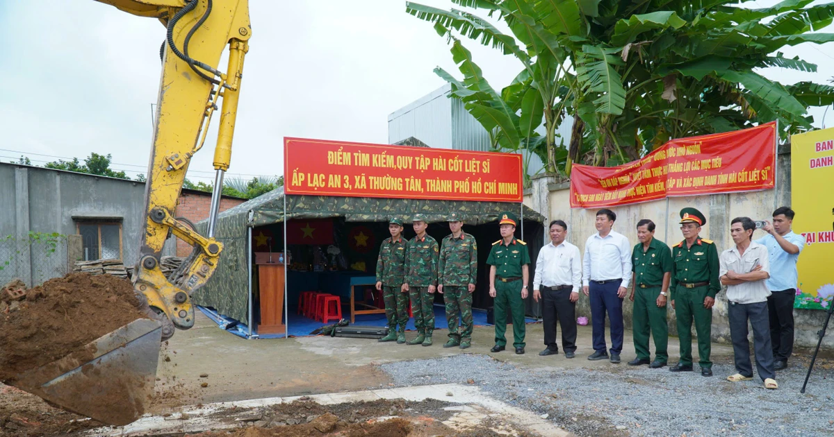 TPHCM tìm kiếm, quy tập hài cốt liệt sĩ tại khu mộ tập thể ở xã Thường Tân