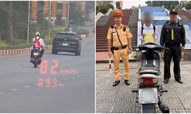 Nam sinh 16 tuổi chạy xe máy hơn 80km/h, quay đầu khi gặp CSGT