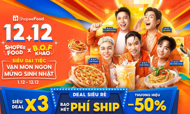 Thực đơn 12.12 Siêu Đại Tiệc, Vạn Món Ngon Mừng Sinh Nhật của ShopeeFood 