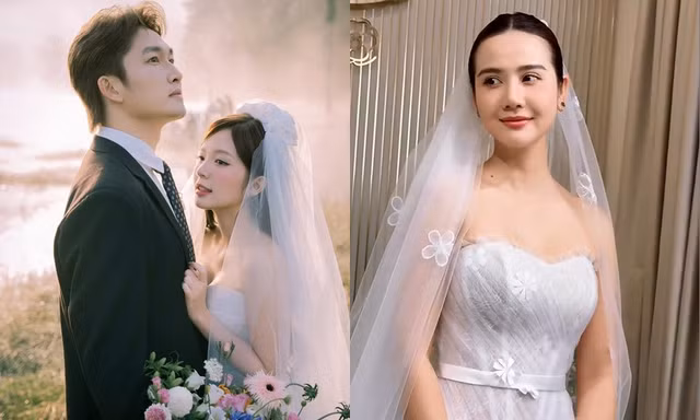 Đình Tú chuẩn bị kết hôn, "bạn gái màn ảnh" Huyền Lizzie cũng đi thử váy cưới?