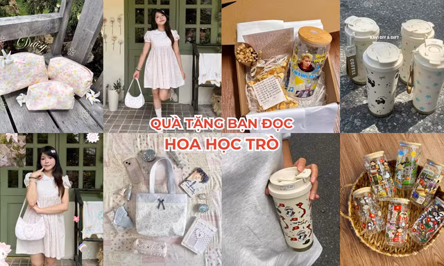 Quà tặng bạn đọc: Bình nước in hình độc bản cùng túi vải hoa nhí dễ thương