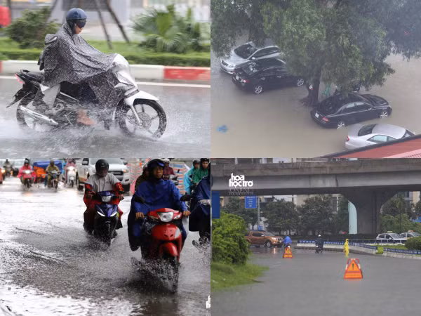 Hà Nội: Ảnh hưởng bão số 2, các tuyến đường Thủ đô ngập nặng