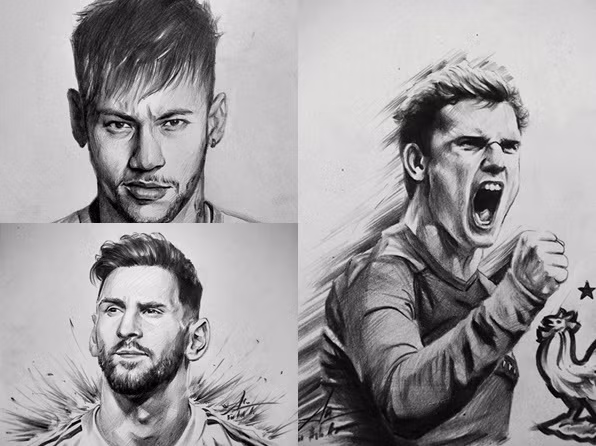Chàng trai vẽ dàn sao World Cup sống động như thật